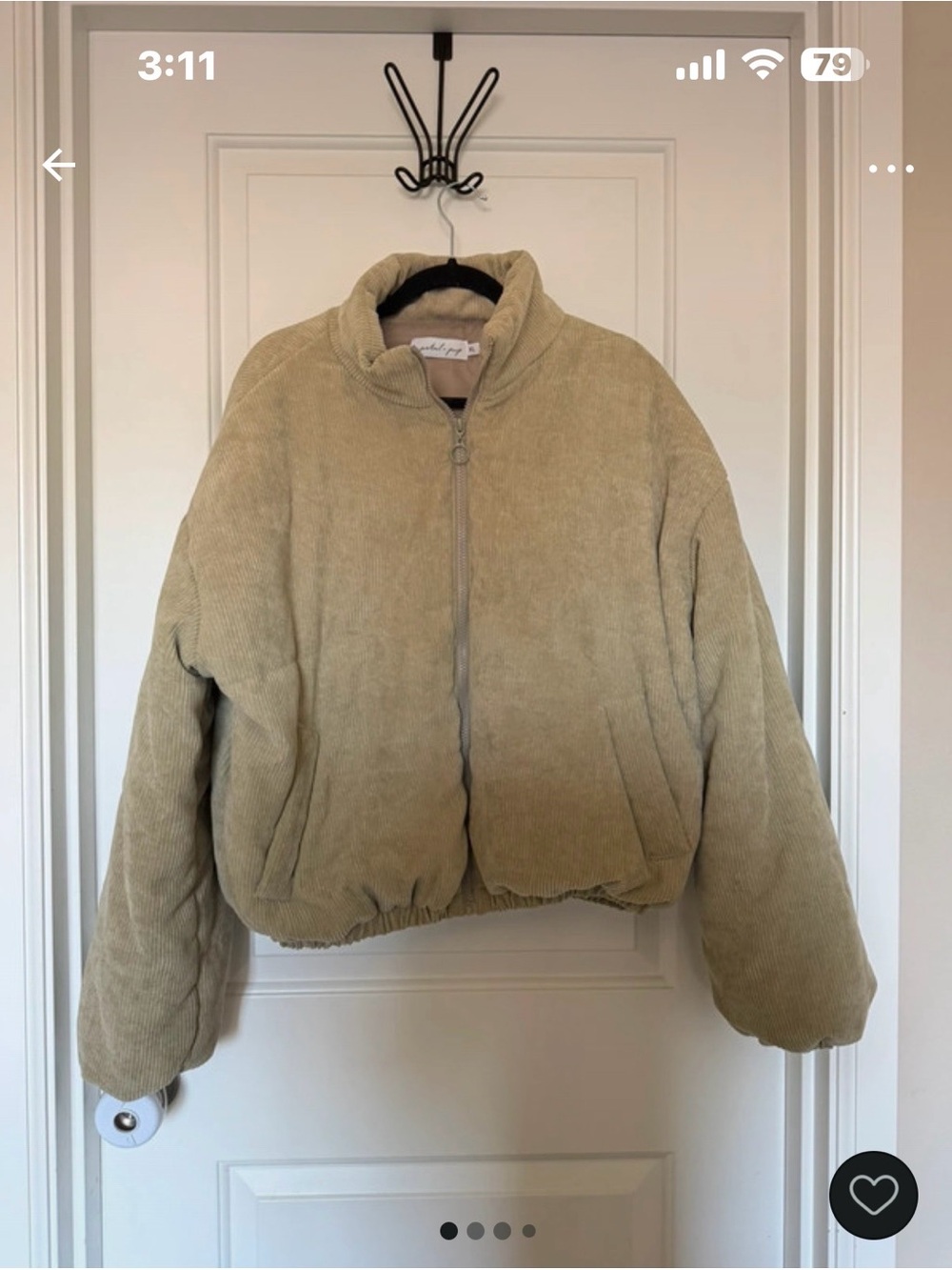 Petal & Pup Corduroy Puffer Jacket in Tan